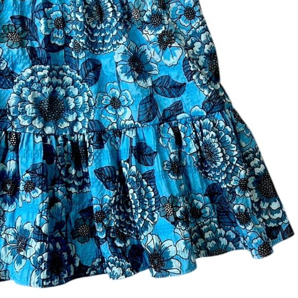 Zara Floral Print Tiered Dress Blue Size Small - Picture 15 of 16